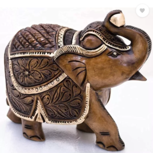 Wooden 3 Inches Antique Look Elephant Showpiece for Home Decoration of Bedroom Decorative Showpiece - 7.2 cm  (Wood, Multicolor)