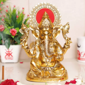 KridayKraft Ganesh idol Metal Statue/Murti for Pooja&Decor Your Home,Office,Gift Article... Decorative Showpiece - 24 cm (Metal, Gold)